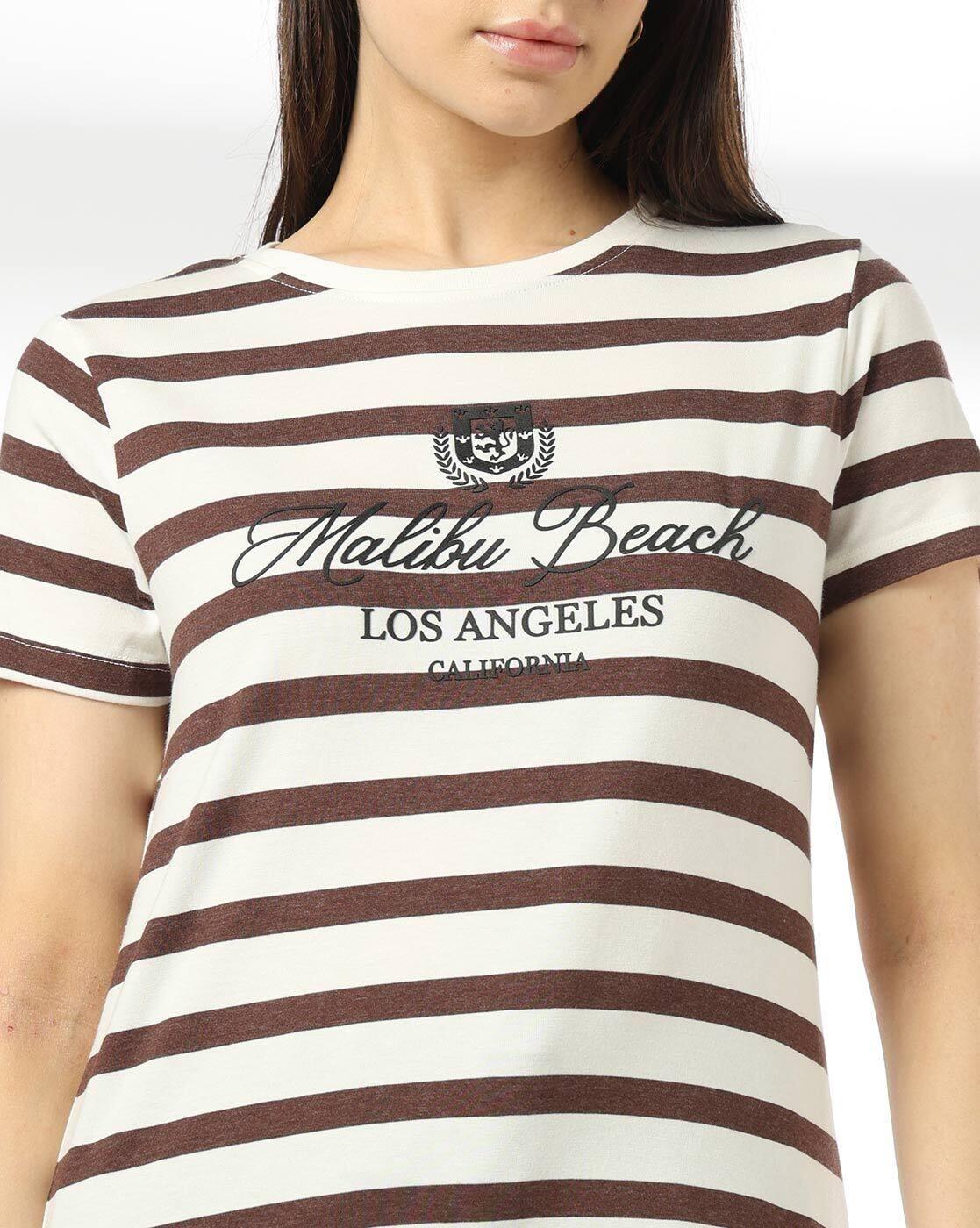 Teamspirit | Women Striped Regular Fit Crew-Neck T-Shirt|4