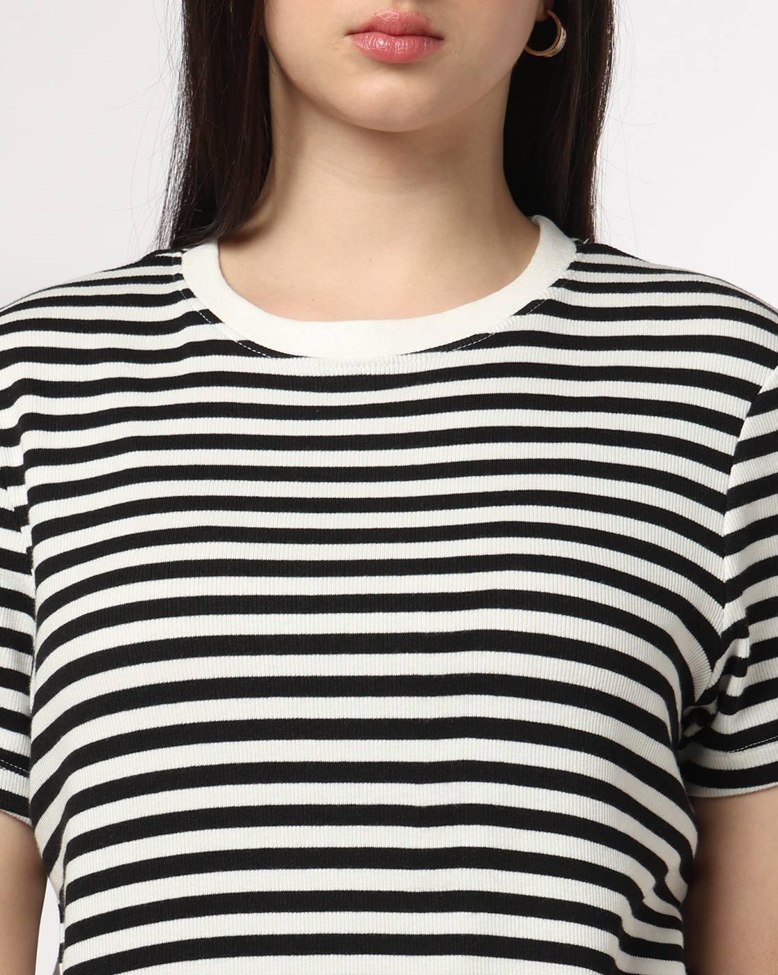 Teamspirit | Women Striped Regular Fit Round-Neck T-Shirt|3