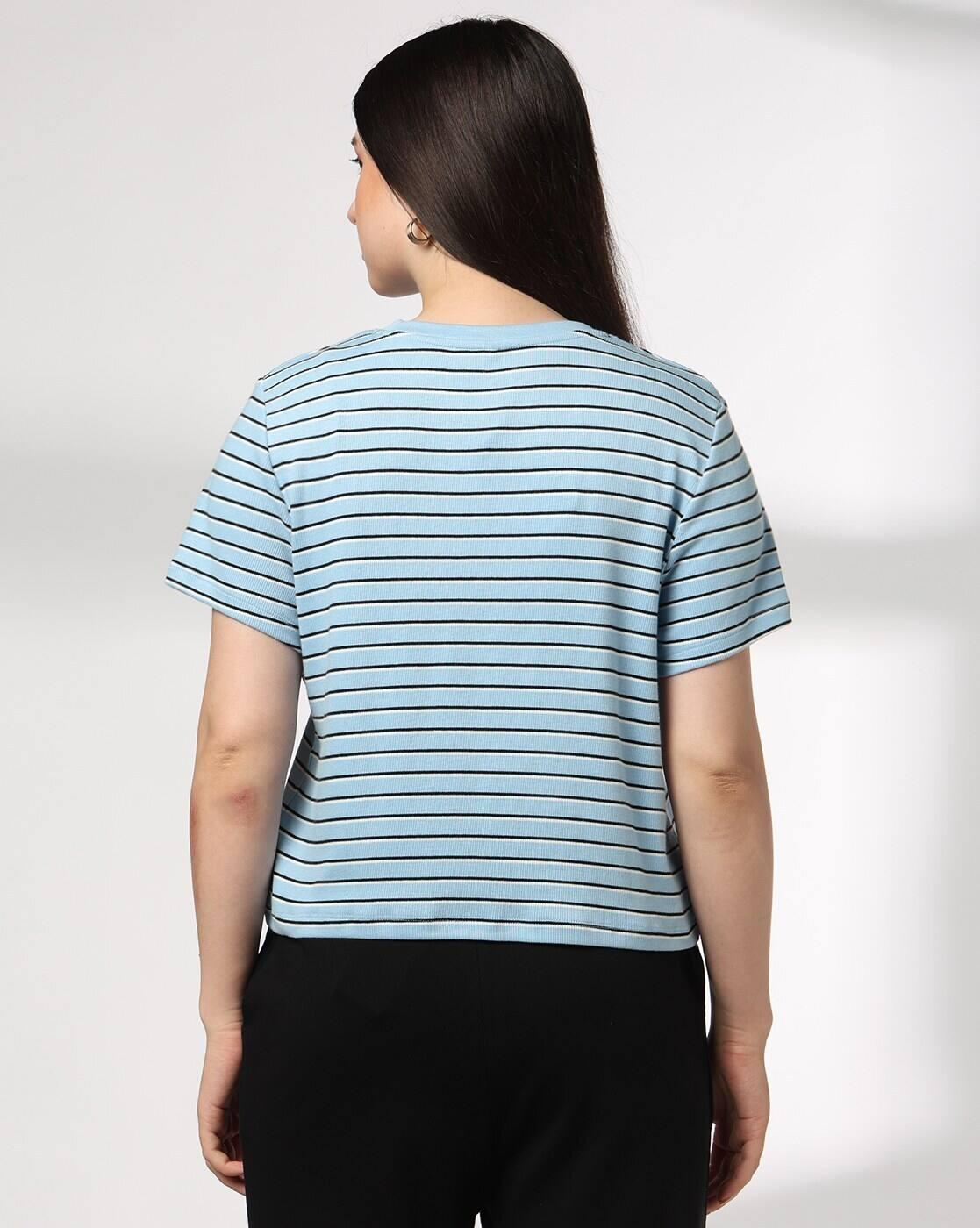 Teamspirit | Women Striped Regular Fit Round-Neck T-Shirt|2