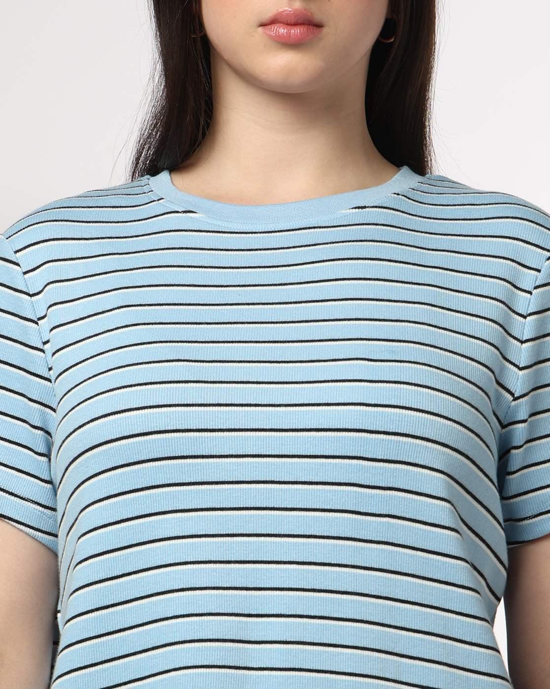 Teamspirit | Women Striped Regular Fit Round-Neck T-Shirt|3