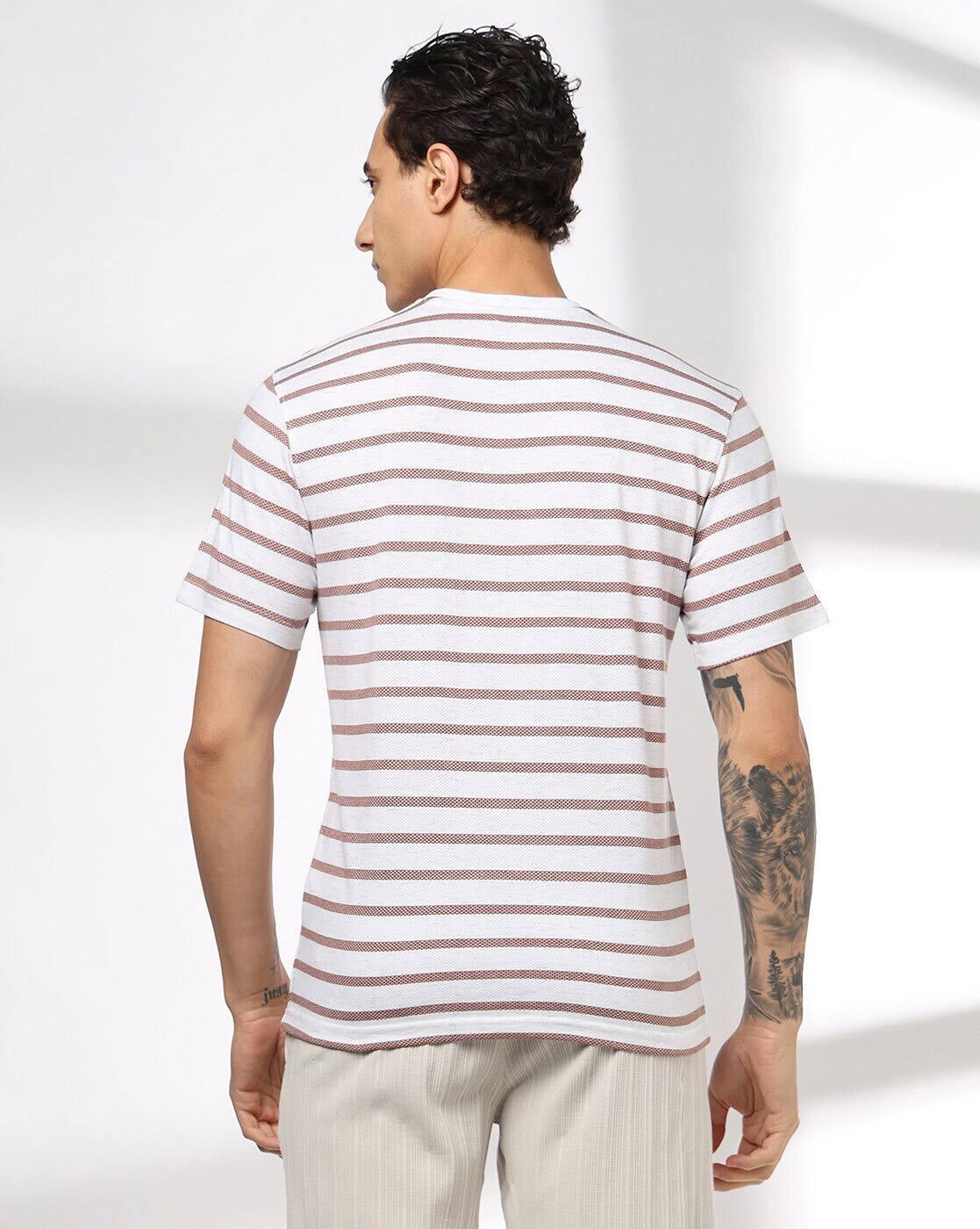 Teamspirit | Men Striped Regular Fit Crew-Neck T-Shirt|2