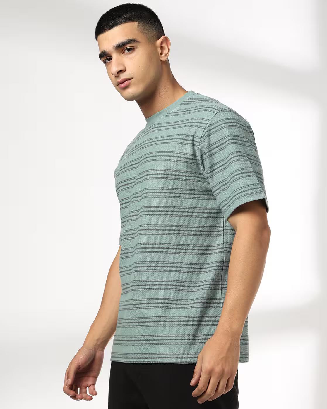 Teamspirit | Men Striped Regular Fit Crew-Neck T-Shirt|1