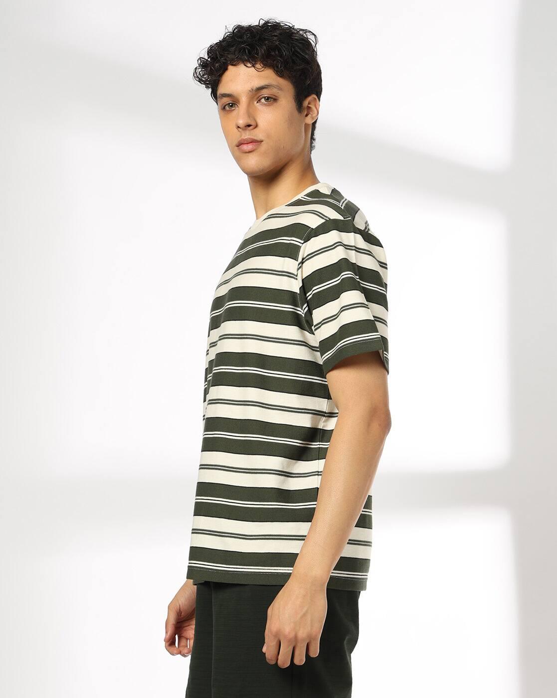 Teamspirit | Men Striped Regular Fit Crew-Neck T-Shirt|1