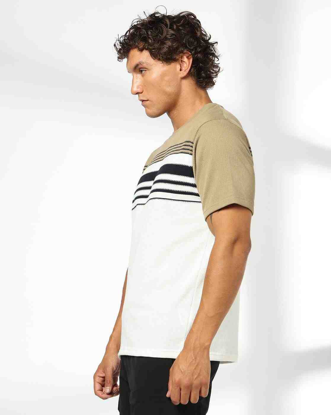 Teamspirit | Men Striped Regular Fit Crew-Neck T-Shirt|1