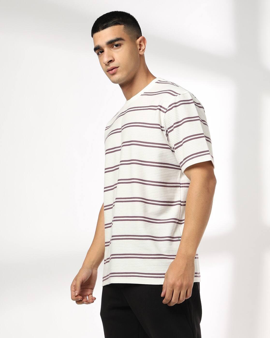 Teamspirit | Men Striped Regular Fit Crew-Neck T-Shirt|1