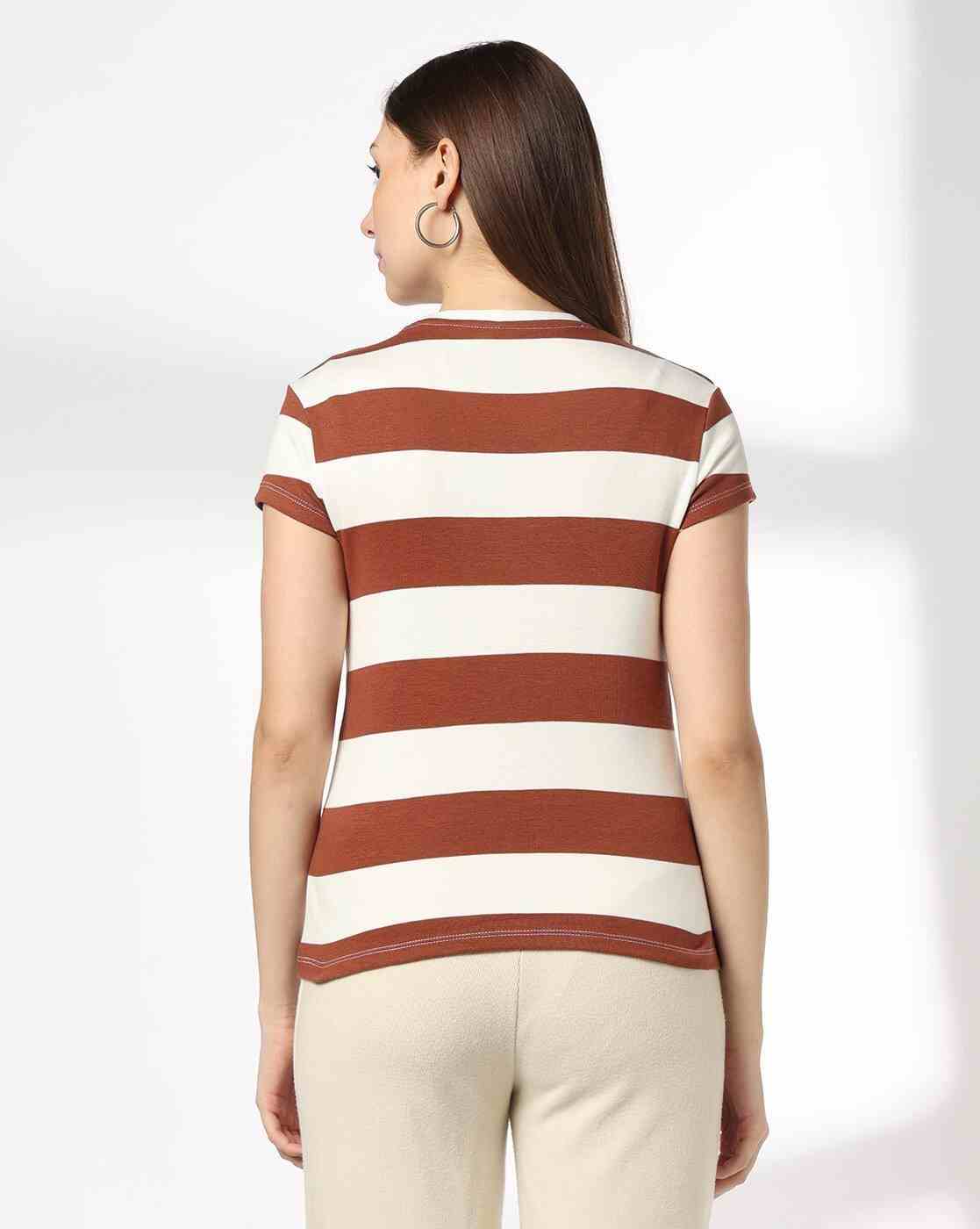 Teamspirit | Women Striped Regular Fit T-Shirt|2