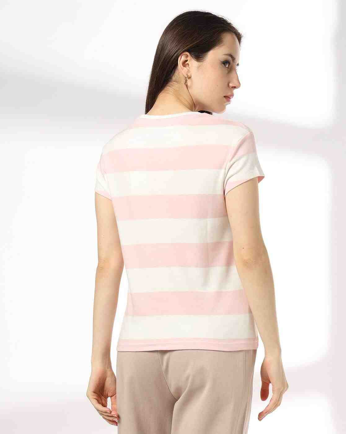Teamspirit | Women Striped Regular Fit Crew-Neck T-Shirt|2