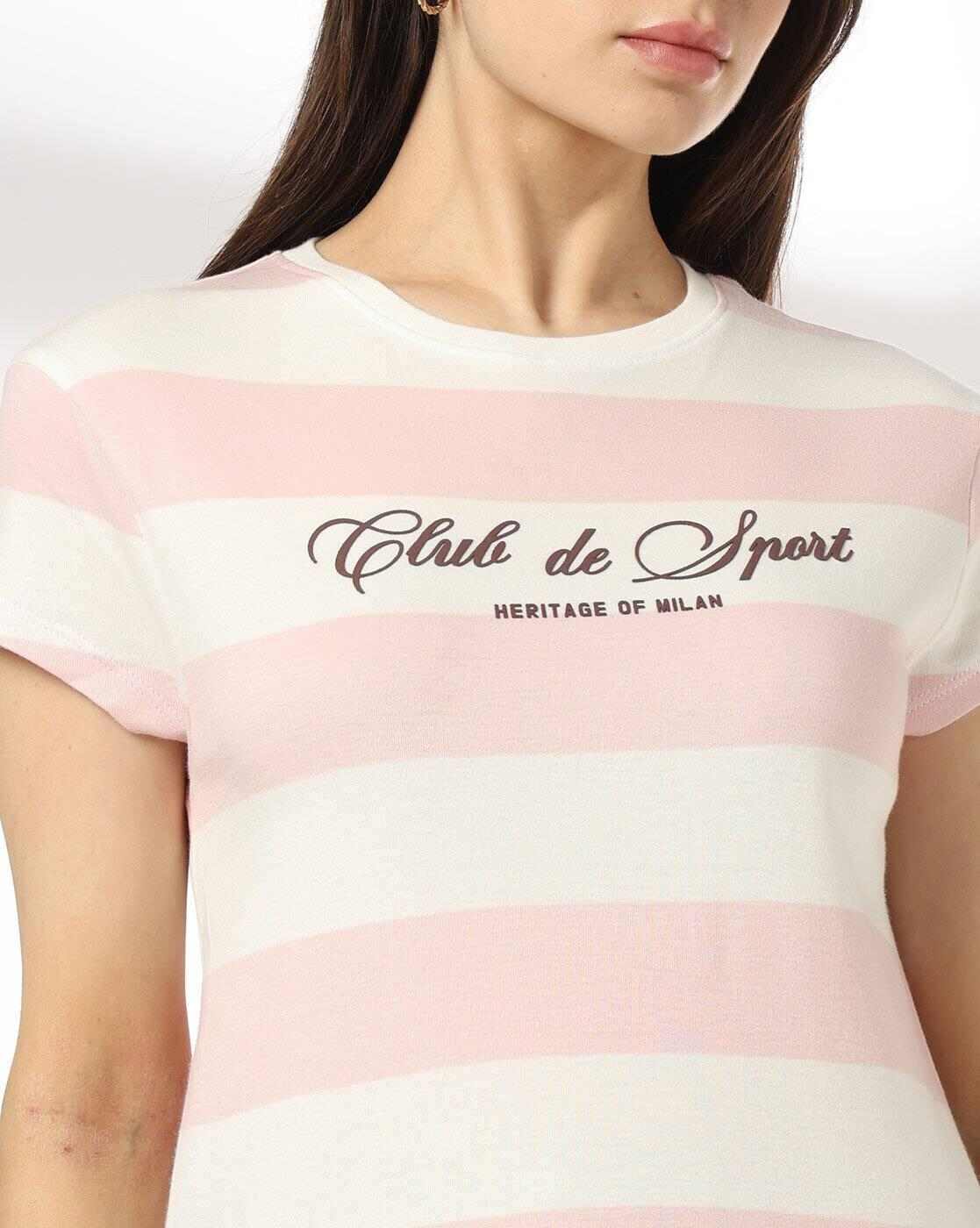 Teamspirit | Women Striped Regular Fit Crew-Neck T-Shirt|3