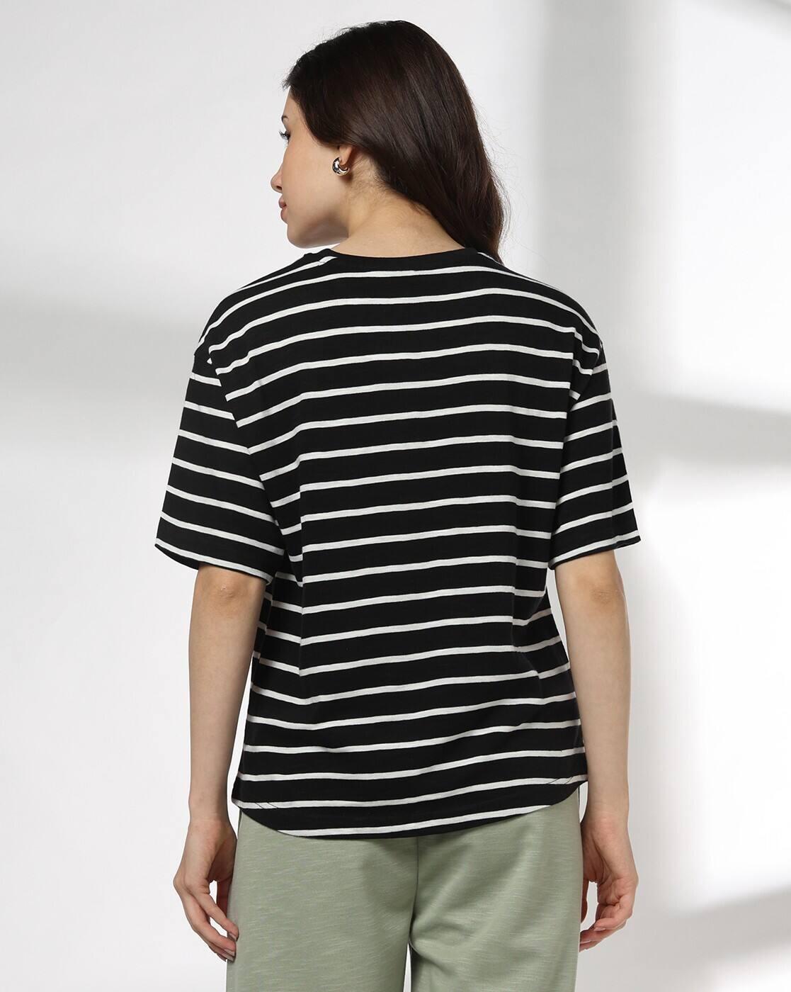 Teamspirit | Women Striped Regular Fit Crew-Neck T-Shirt|2