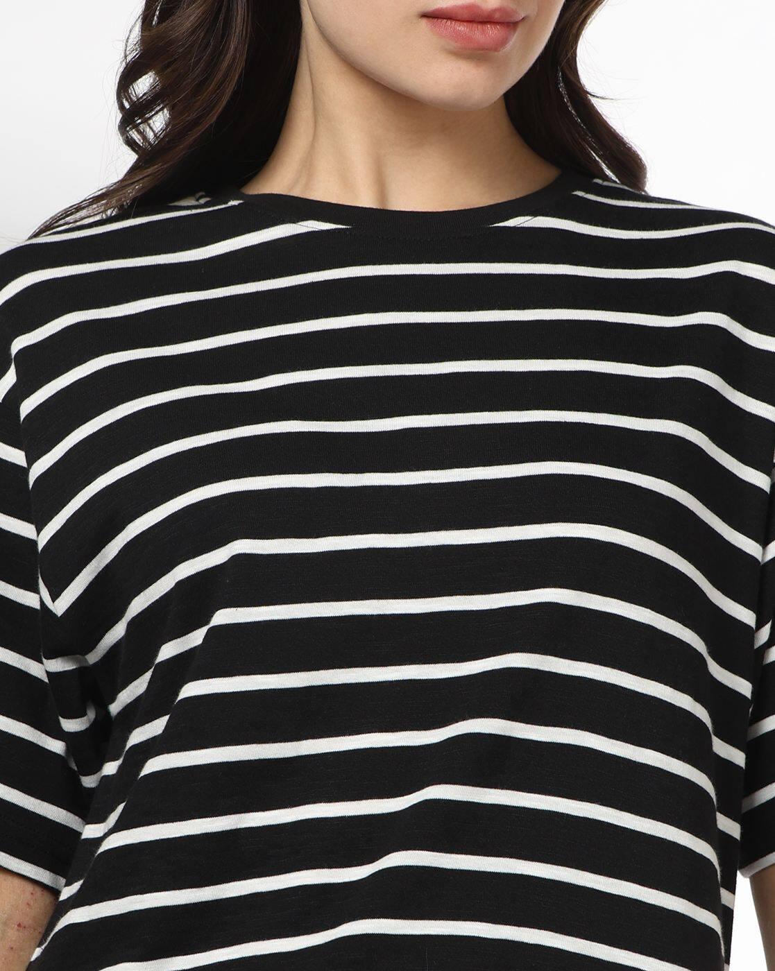 Teamspirit | Women Striped Regular Fit Crew-Neck T-Shirt|3
