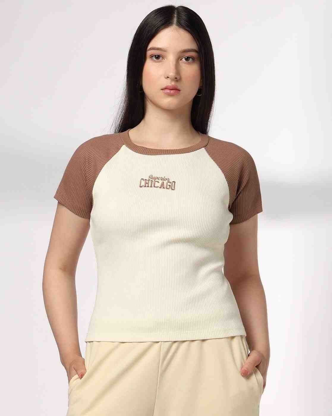 Women Colourblock Fitted Round-Neck Top