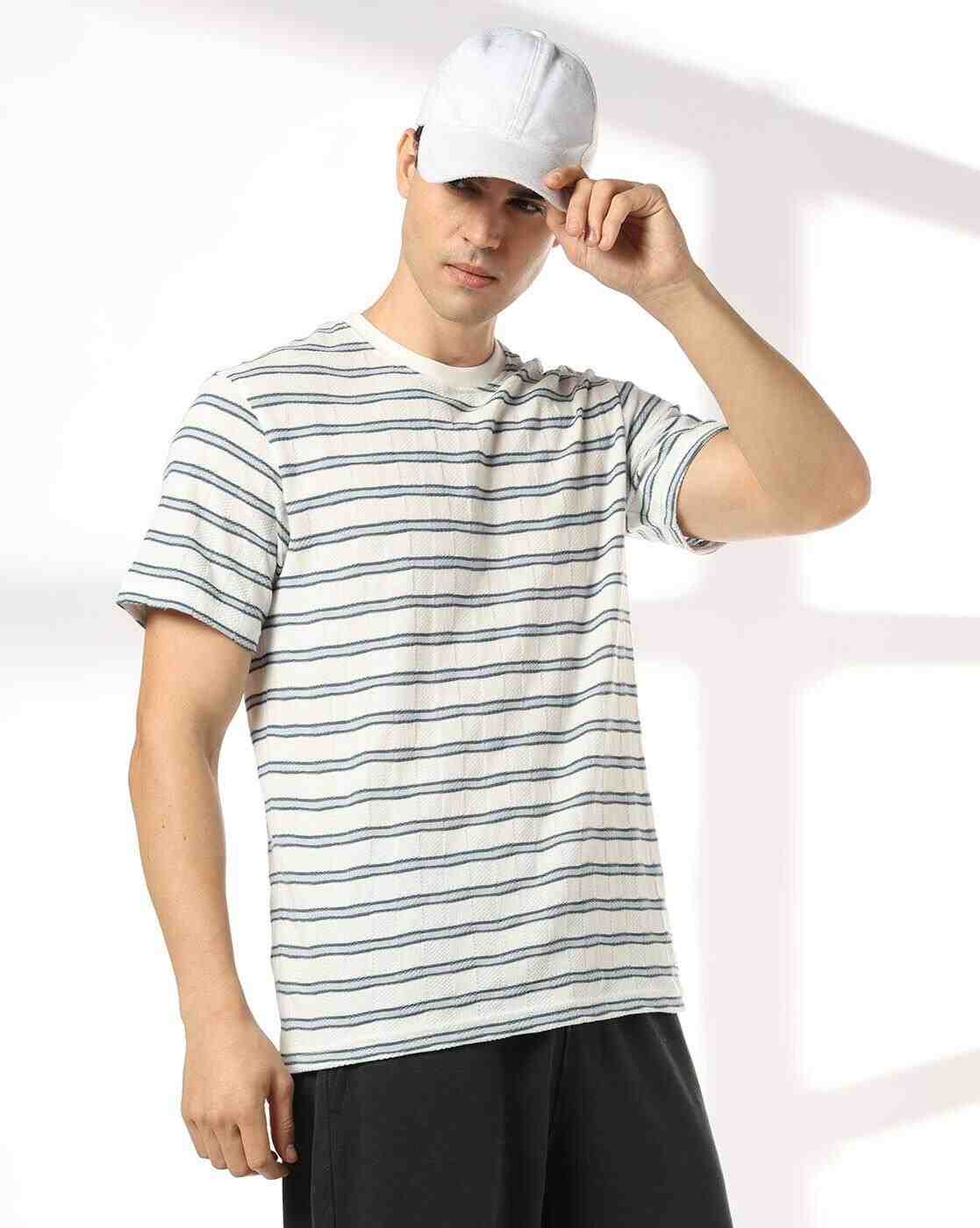 Teamspirit | Men Striped Regular Fit Crew-Neck T-Shirt|0