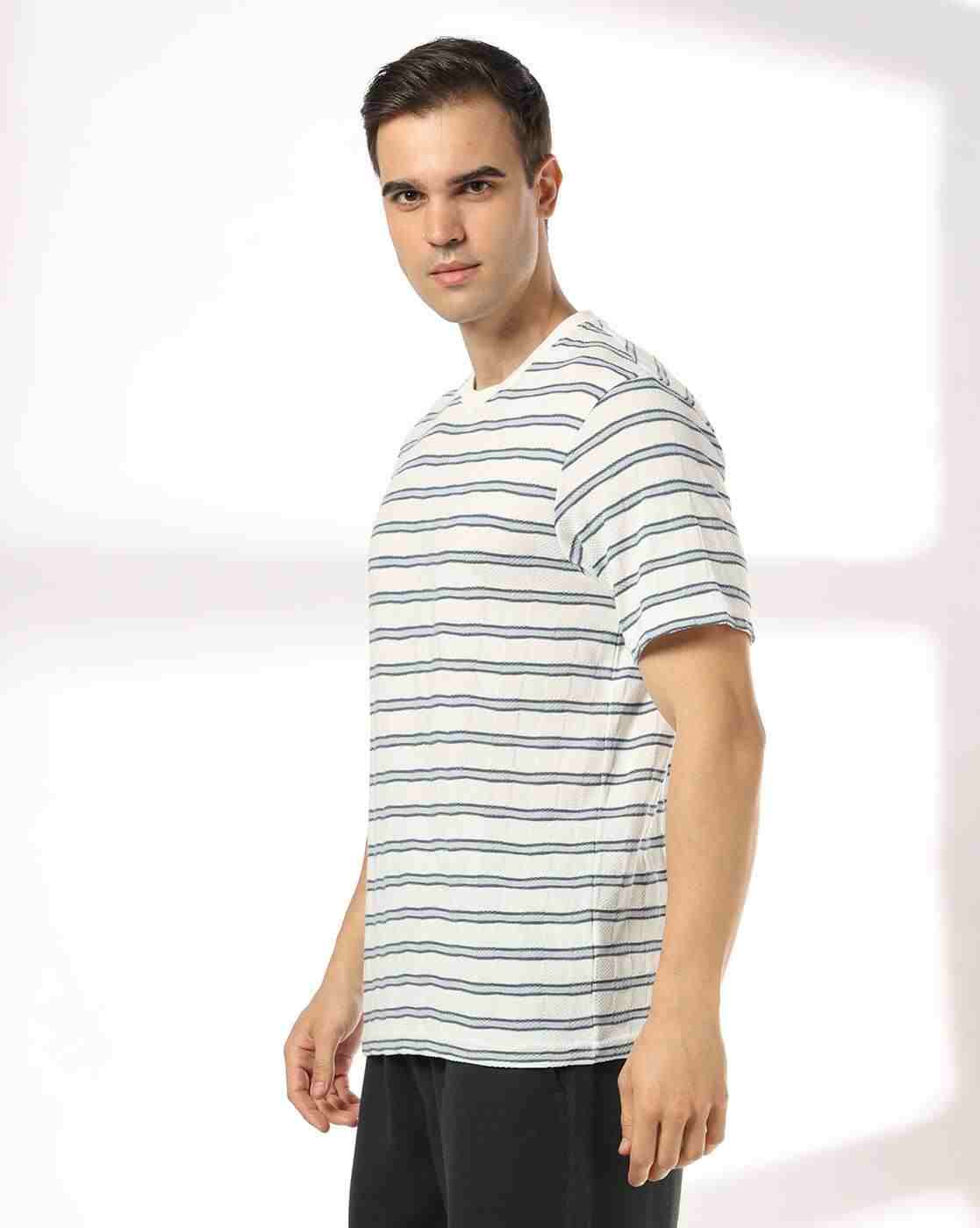 Teamspirit | Men Striped Regular Fit Crew-Neck T-Shirt|1