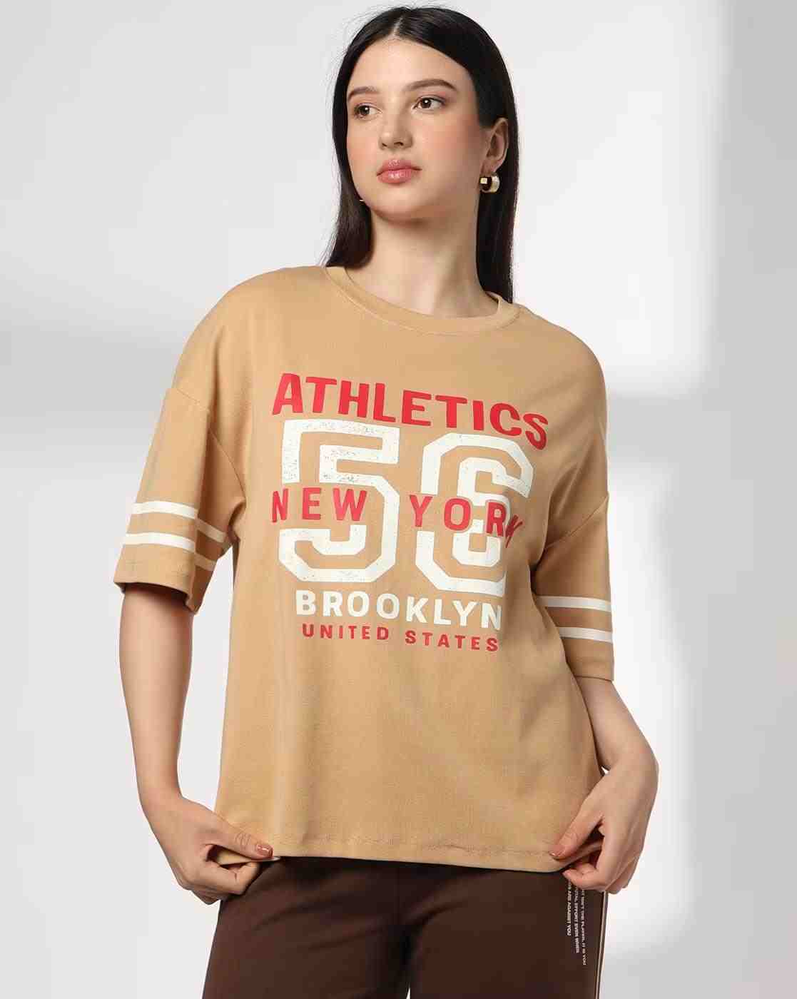 Women Typographic Print Relaxed Fit T-Shirt