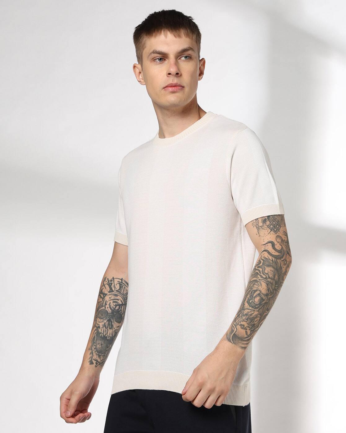 Teamspirit | Men Verti Wide Striped Regular Fit Crew-Neck T-Shirt|1