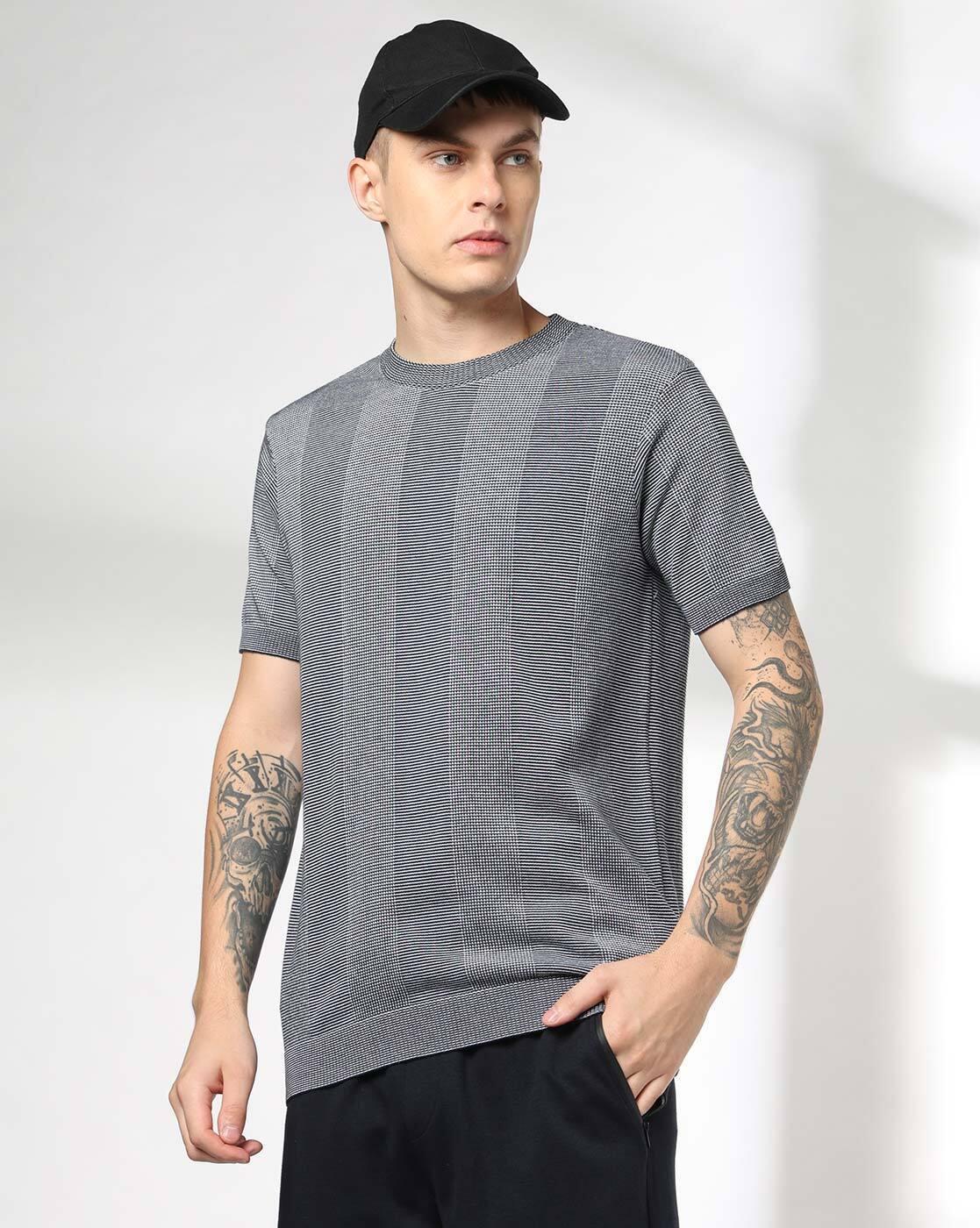 Teamspirit | Men Verti Wide Striped Regular Fit Crew-Neck T-Shirt|0