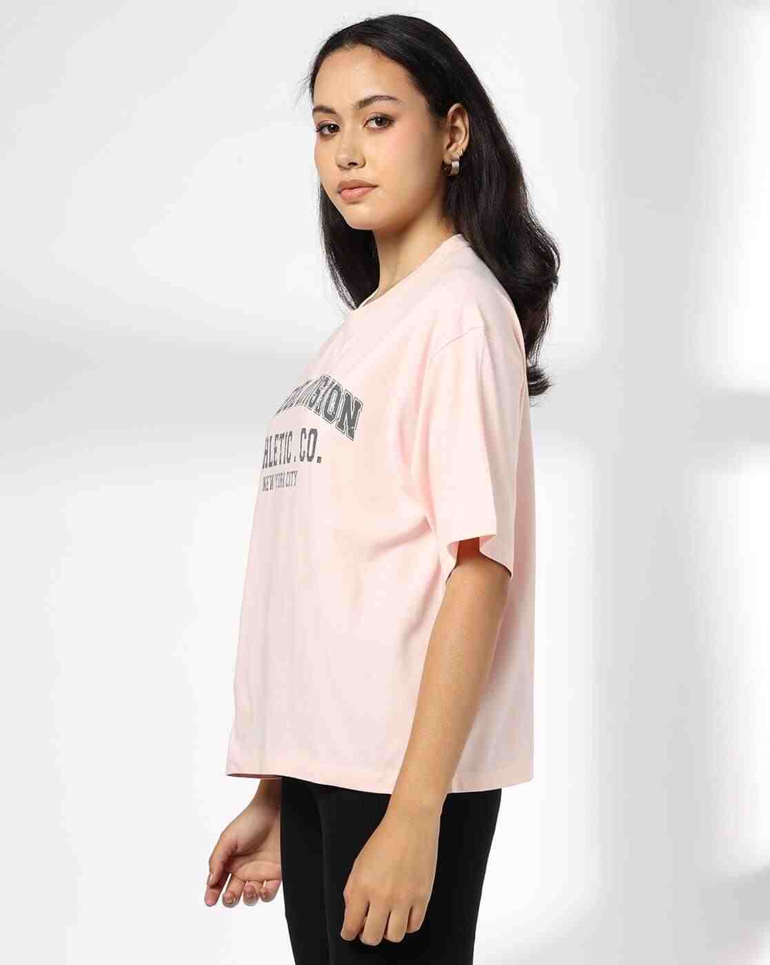Teamspirit | Women Typographic Print Oversized Fit T-Shirt|1