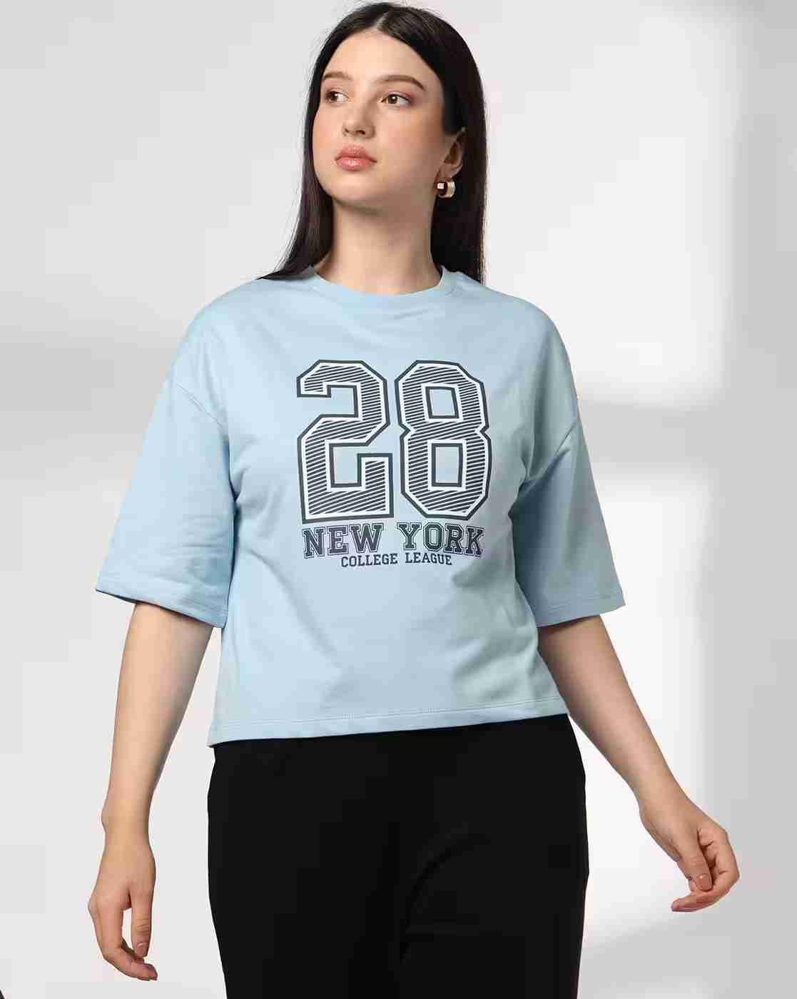 Women Numeric Print Boxy Fit Crew-Neck T-Shirt