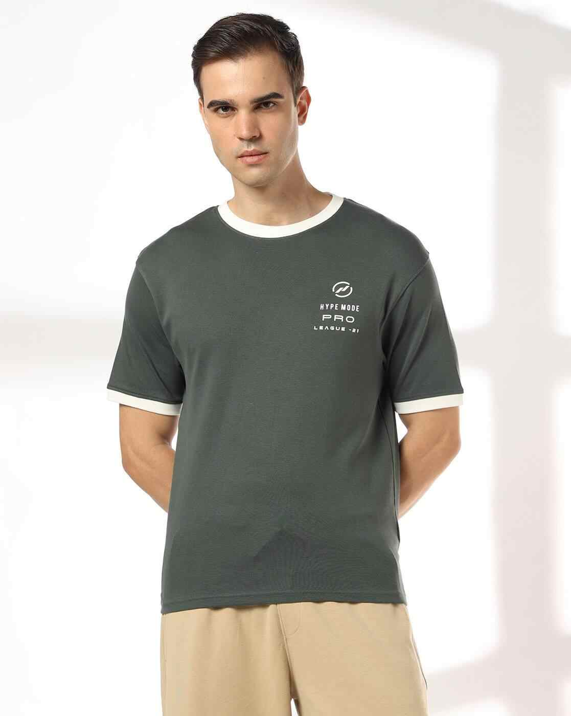Men Hype Mode Ringer Regular Fit Crew-Neck T-Shirt