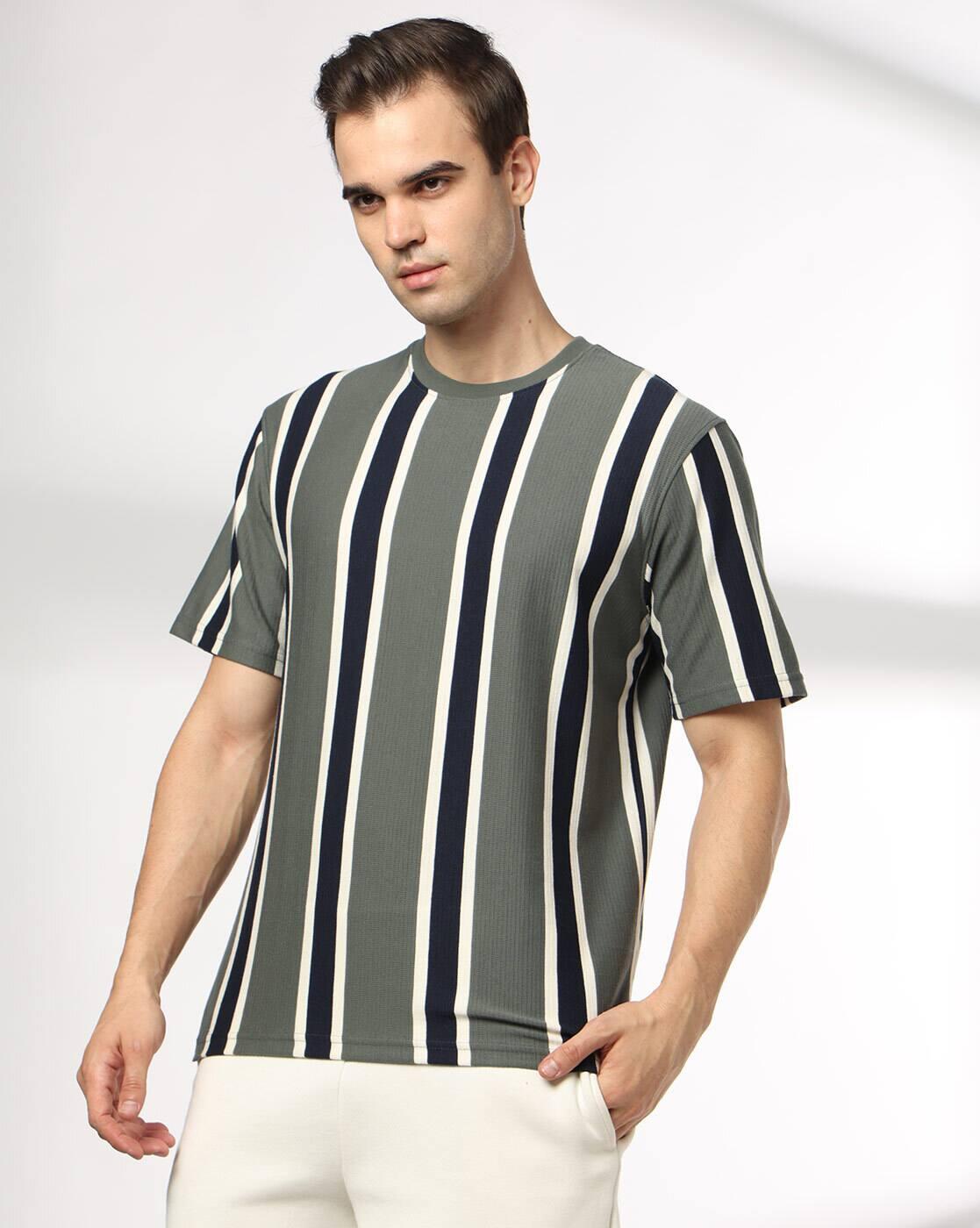 Teamspirit | Men Striped Regular Fit Crew-Neck T-Shirt|0