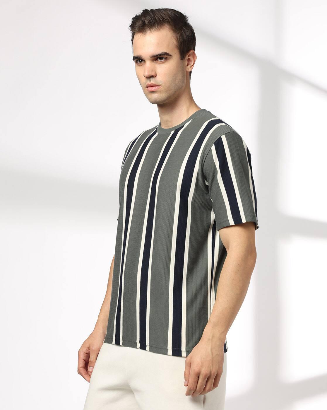 Teamspirit | Men Striped Regular Fit Crew-Neck T-Shirt|1