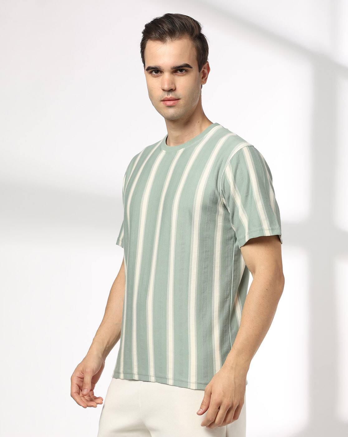 Teamspirit | Men Striped Regular Fit Crew-Neck T-Shirt|1