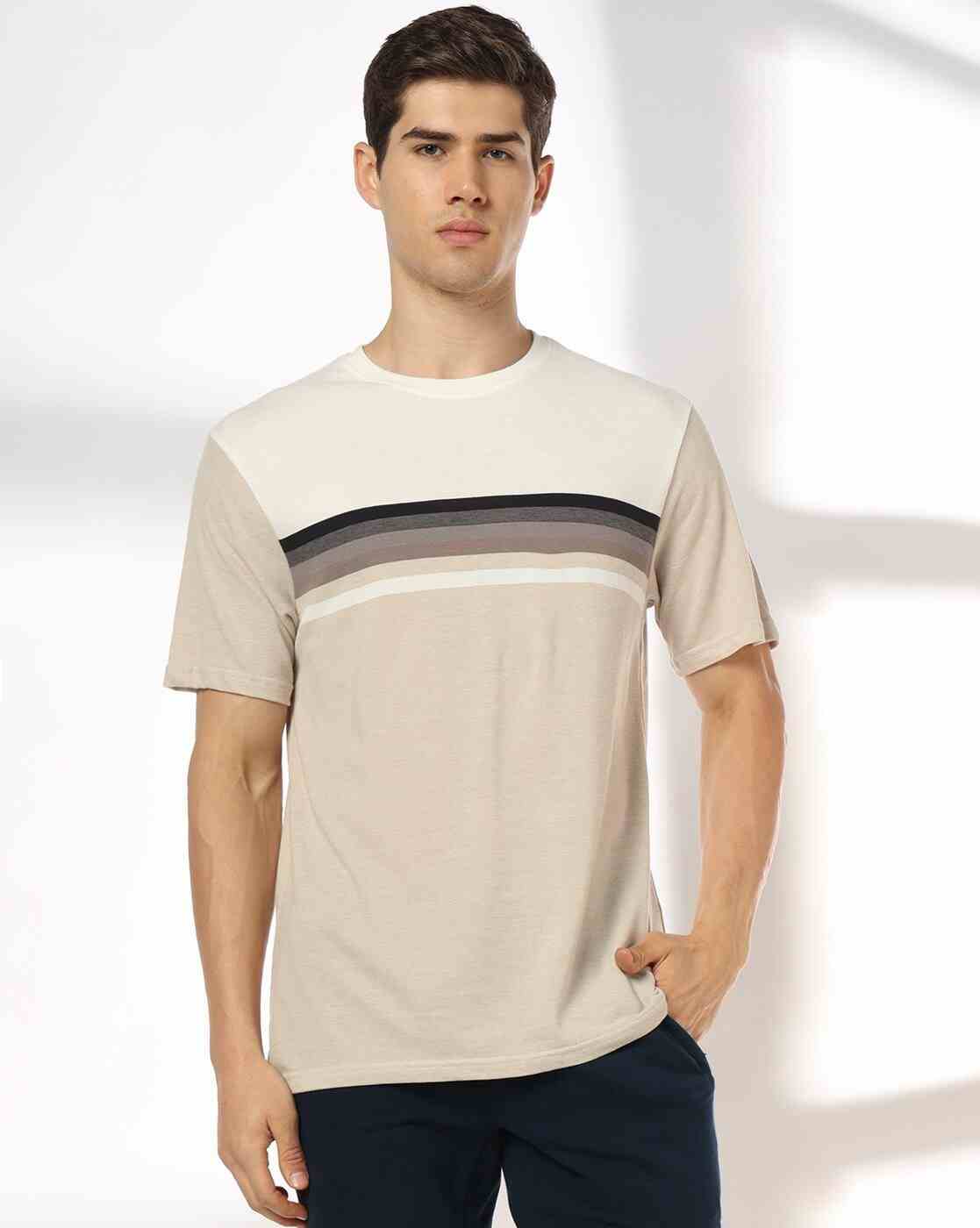 Teamspirit | Men Striped Regular Fit Crew-Neck T-Shirt|0
