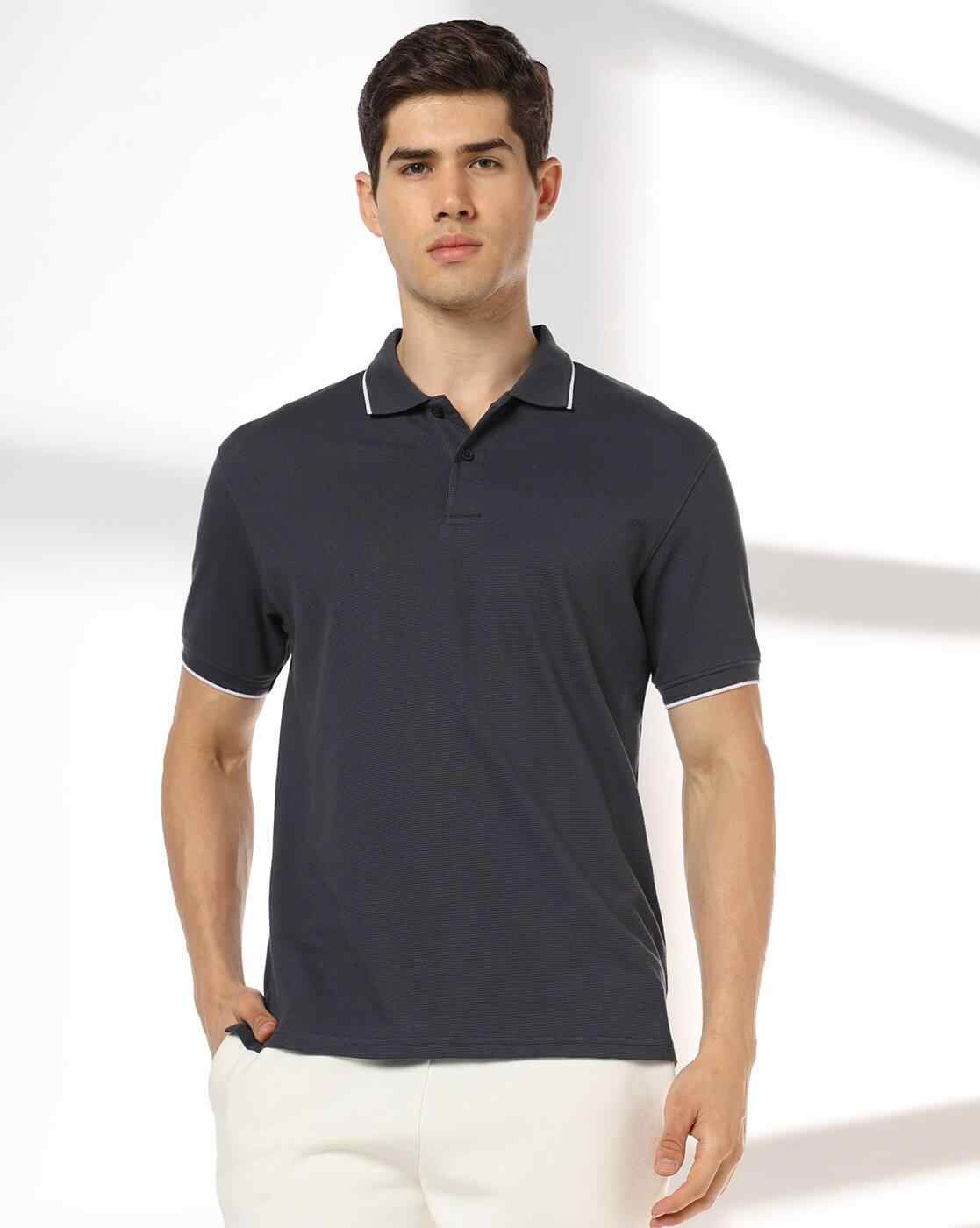 Teamspirit | Men Core Patterned Tipping Collar Polo T-Shirt|0