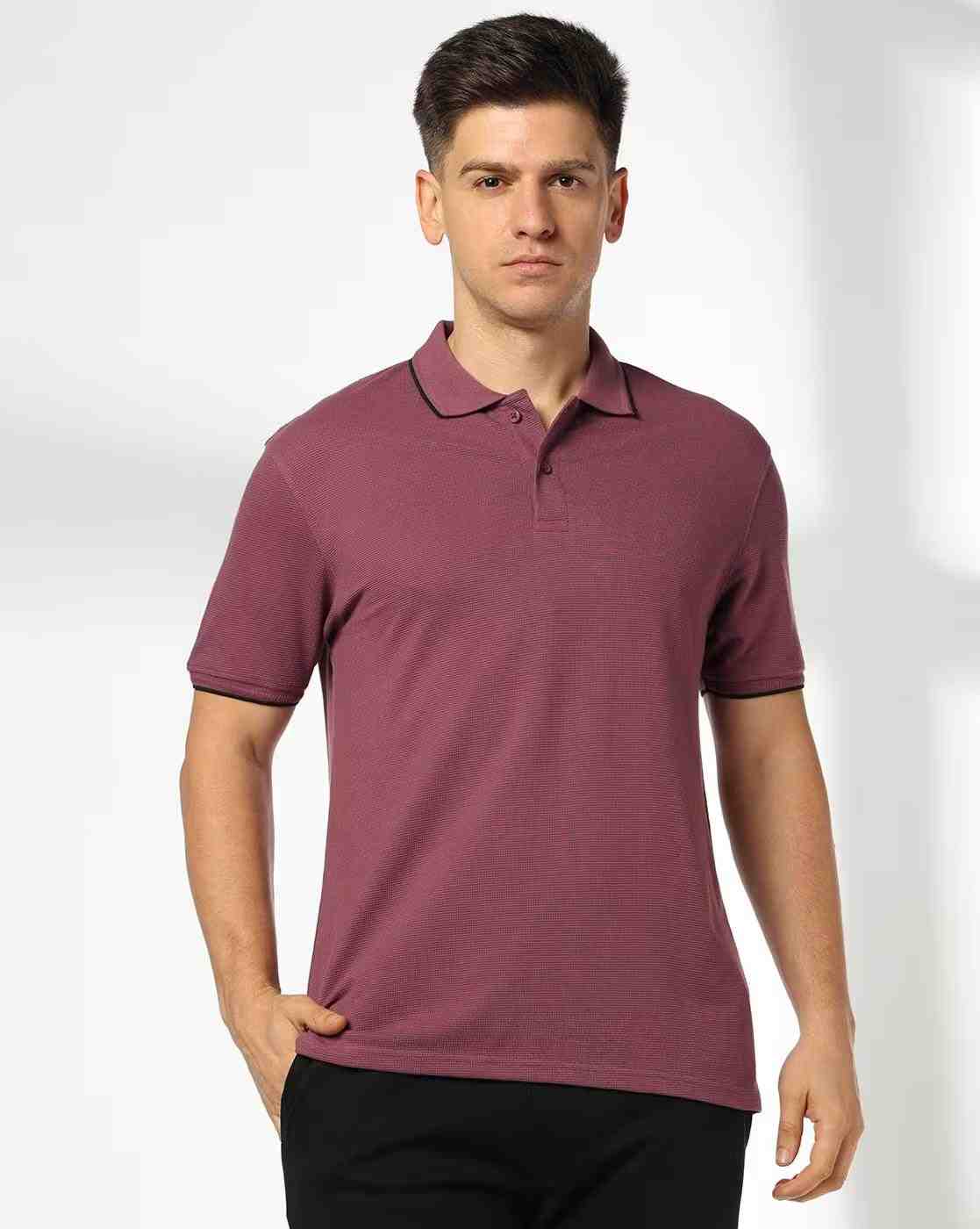 Men Core Patterned Tipping Collar Polo T-Shirt