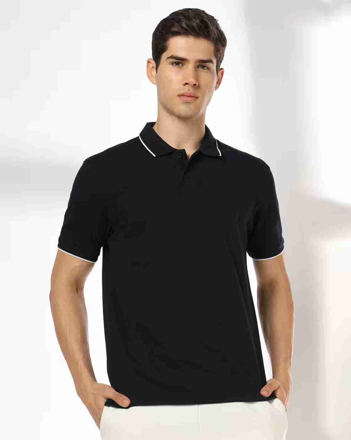 Men Core Patterned Tipping Collar Polo T-Shirt