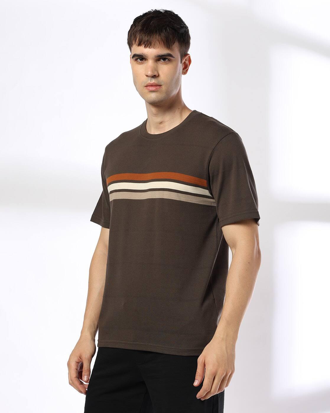 Teamspirit | Men Striped Regular Fit Crew-Neck T-Shirt|1