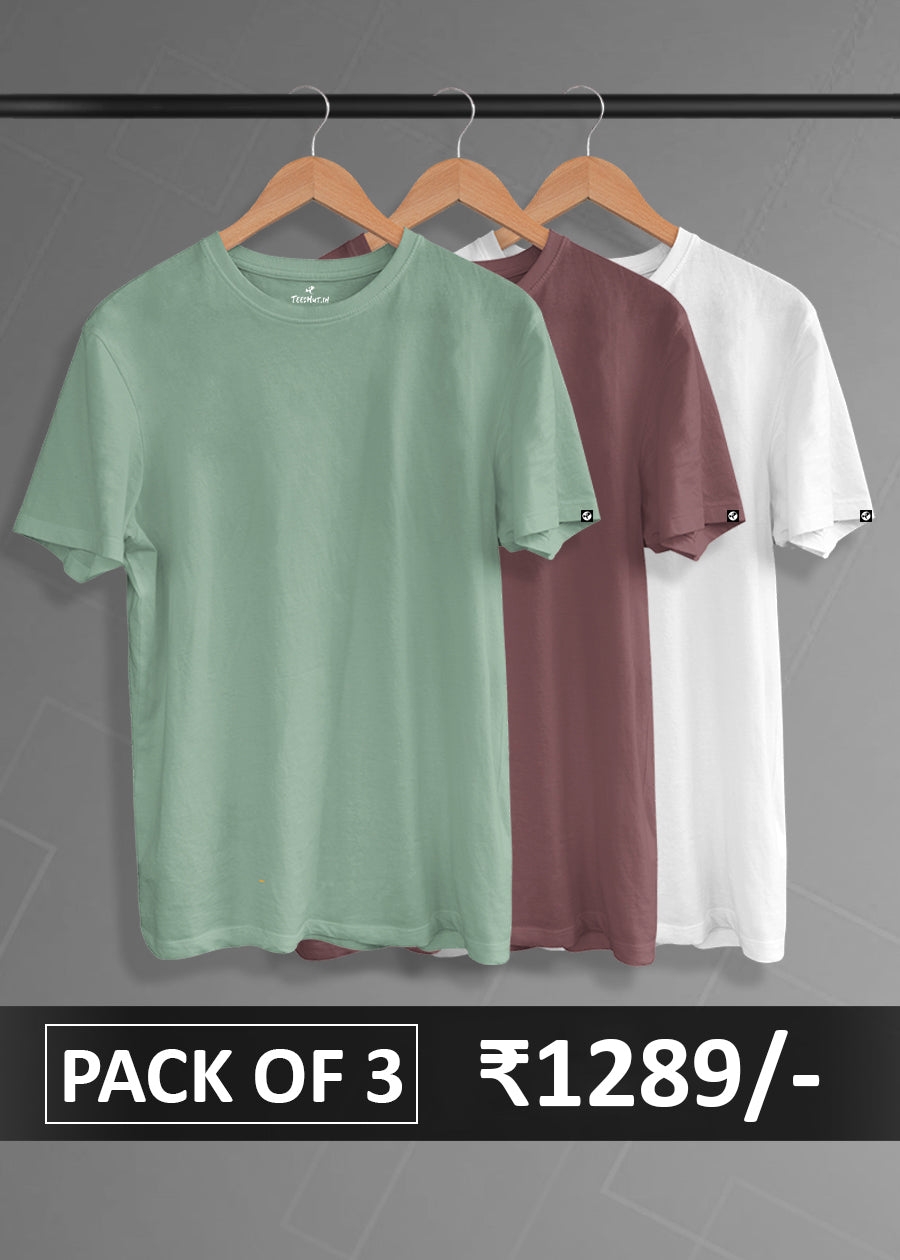 Solid Half Sleeve T-Shirt Men's Combo - Pack of 3