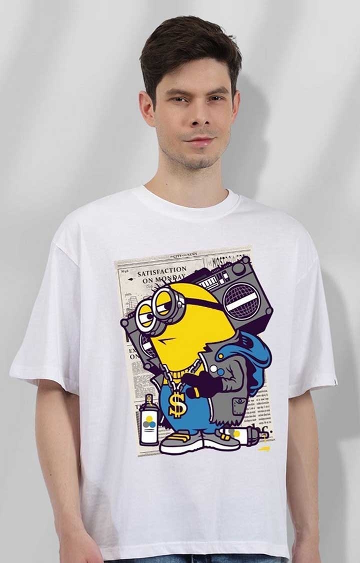 Super Bear Men's Oversized Printed T Shirt