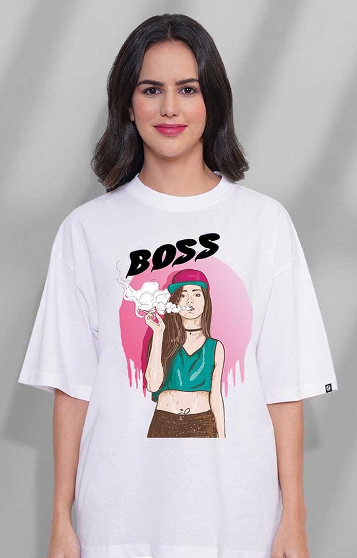Boss Women's Oversized T Shirt Salmon Pink