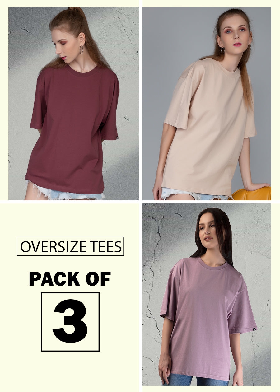 PRONK | Solid Women's Oversized Combo - Pack Of 3