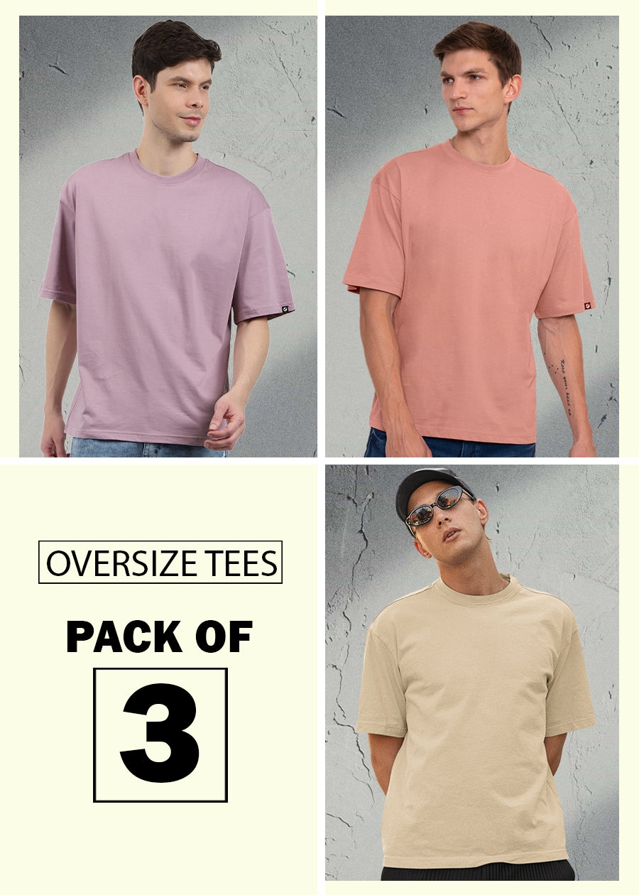 Solid Men's Oversized Combo - Pack Of 3