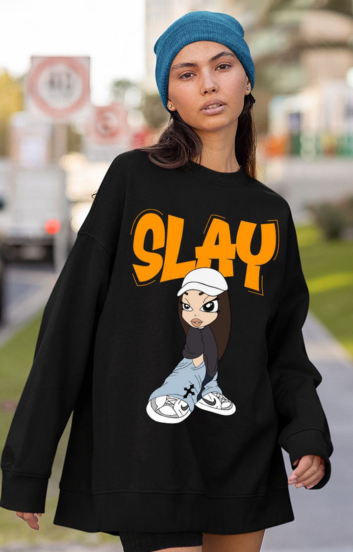 Slay Women's Drop Shoulder Loose Fit Premium Terry Sweatshirt