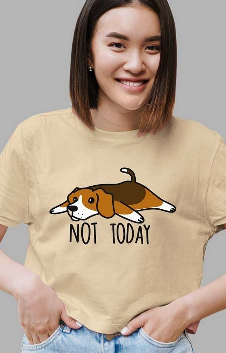 PRONK | Women's "Not Today" Beige Crop T-shirt