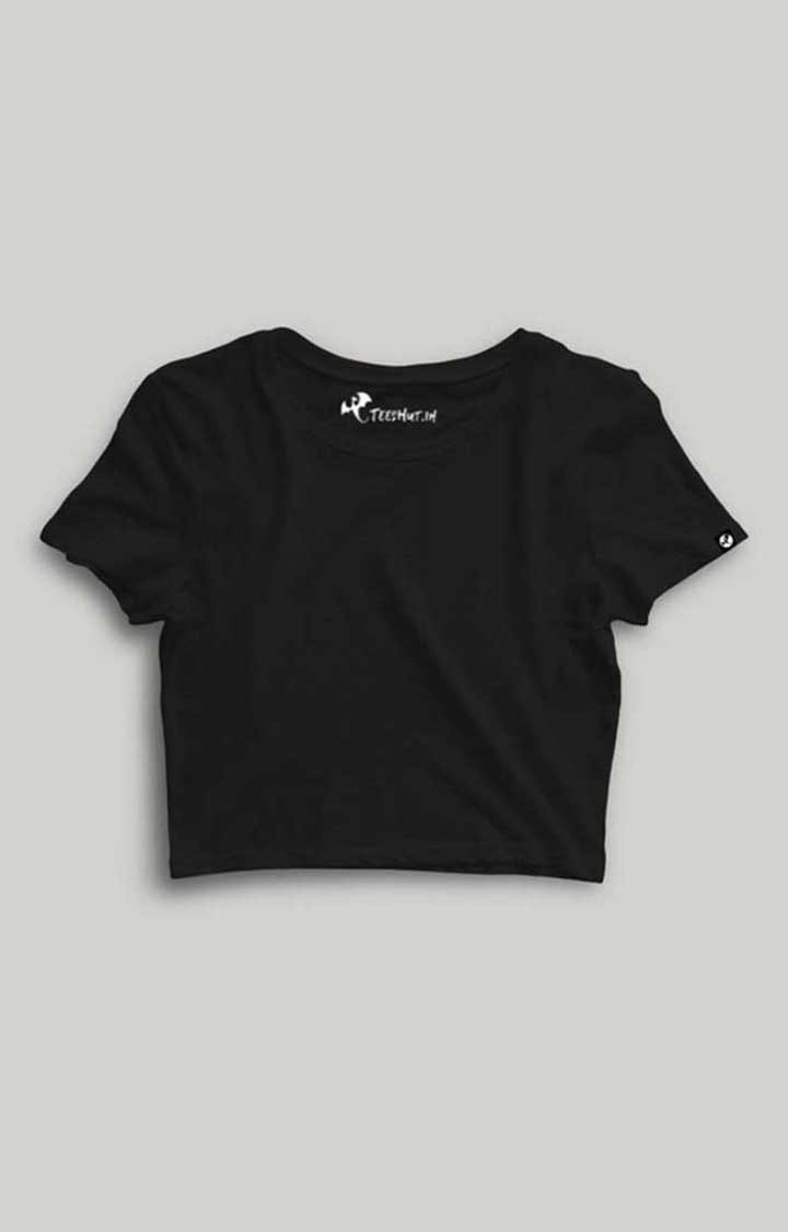 Women's Solid Black Crop T-shirt