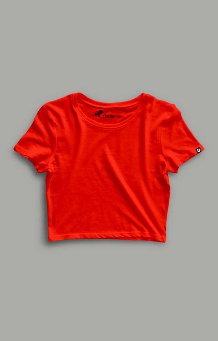 Solid Women's Crop T-shirt  - Candy Red