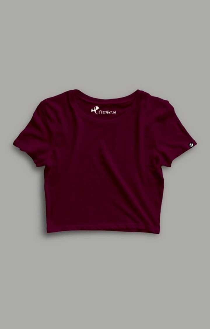 Women's Wine Red Crop T-shirt