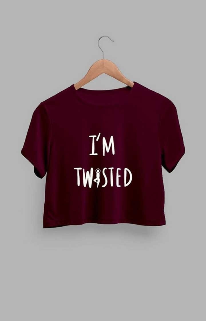 Women's "I M Twisted" Wine Crop T-shirt