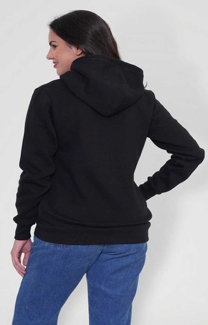 Women Fleece Hoodie Sweatshirt - Black