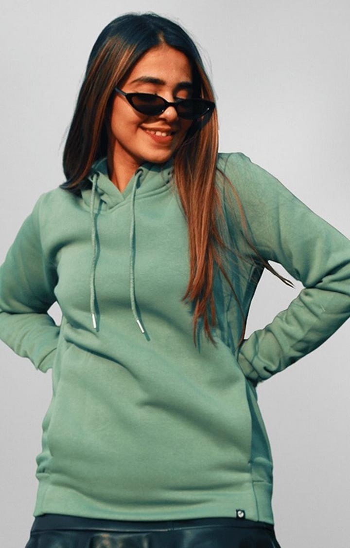 TeesHut | Women Fleece Hoodie Sweatshirt - Olive Green