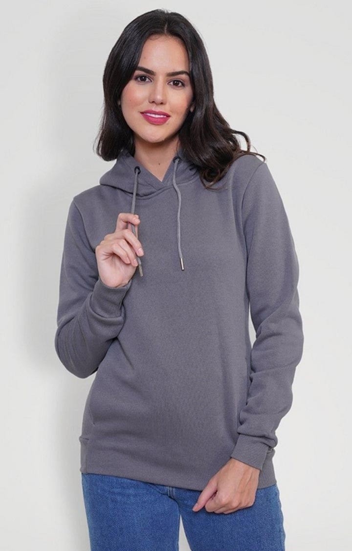 TeesHut | Women Fleece Hoodie Sweatshirt - Steel Grey