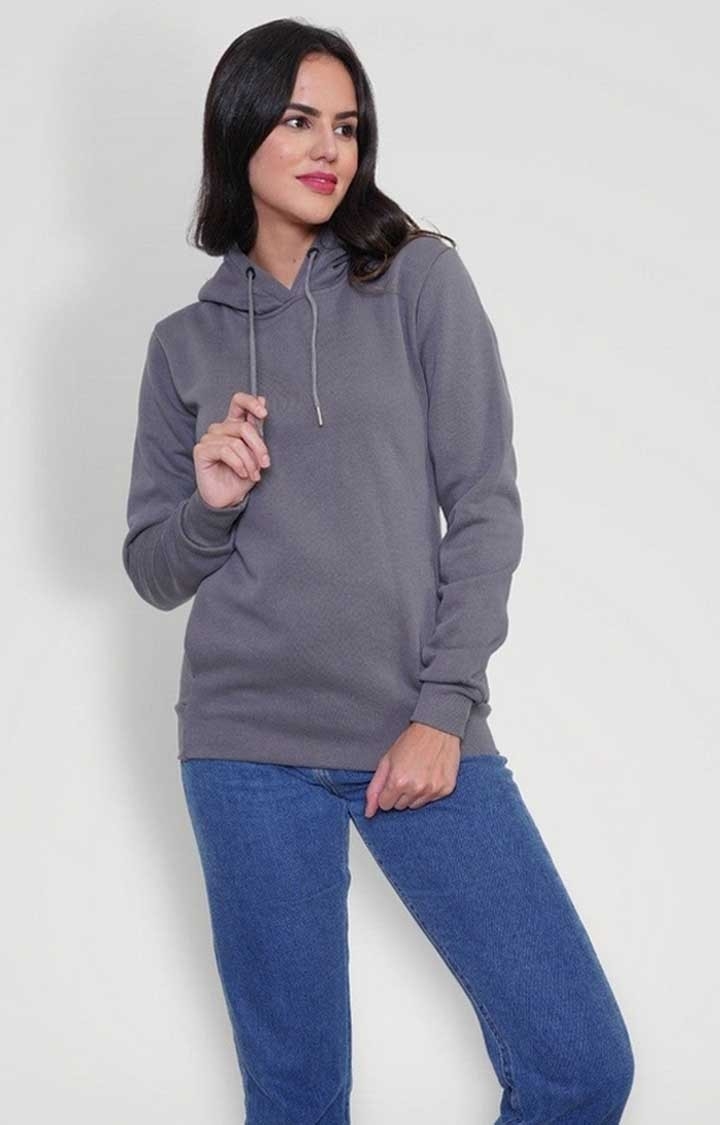 Women Fleece Hoodie Sweatshirt - Steel Grey