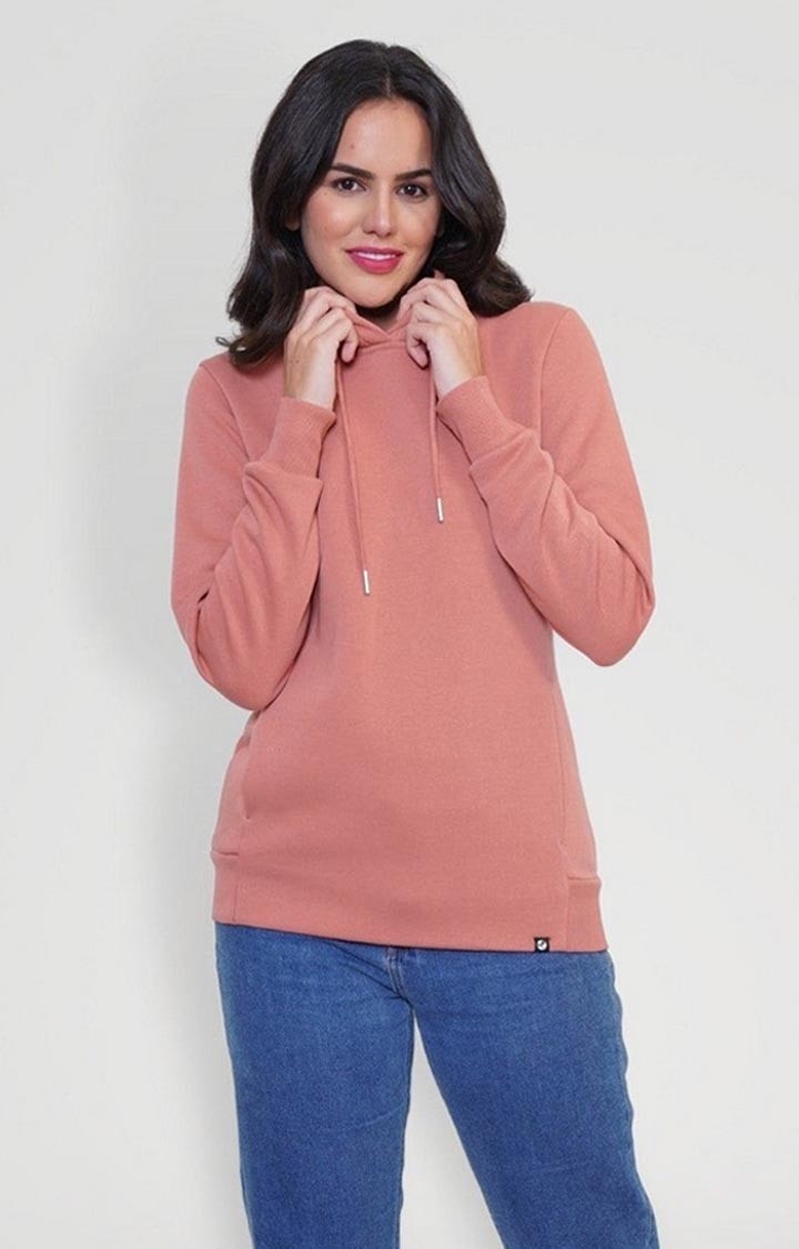 TeesHut | Women Fleece Hoodie Sweatshirt - Salmon Pink