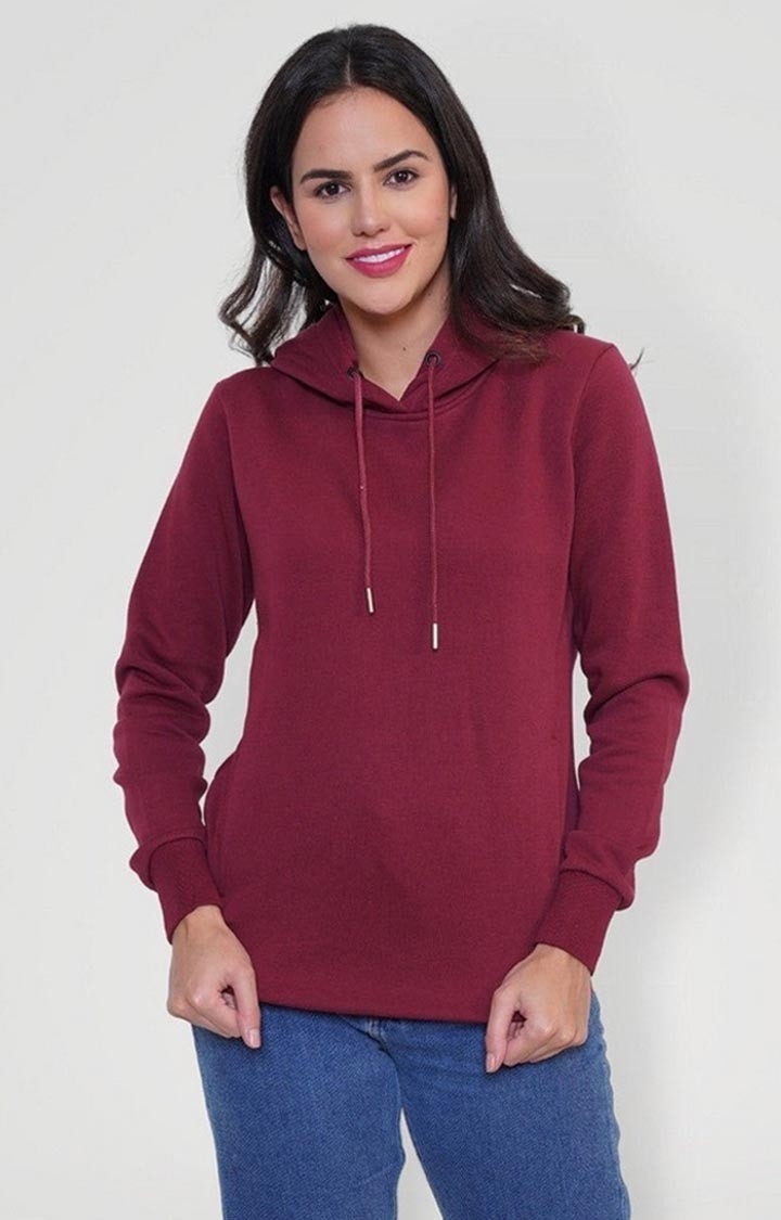 TeesHut | Women Fleece Hoodie Sweatshirt - Wine
