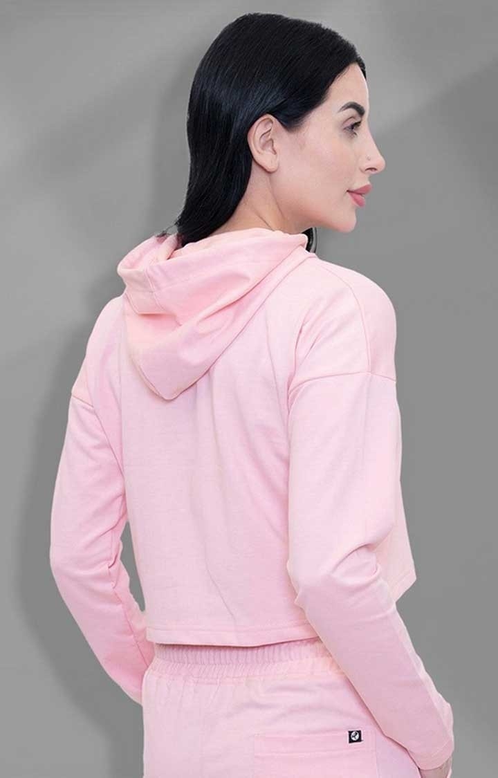 I Faught The Nap Printed Women's Premium Terry Cropped Solid Hoodie - Millenial Pink