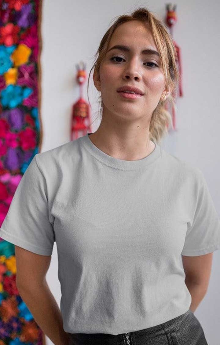 PRONK | Solid Women's Half Sleeve T-Shirt - Ash Grey